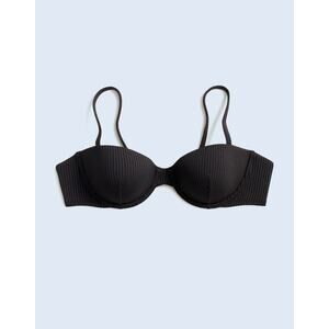 Madewell Ribbed Balconette Bikini Top Black Small NWT NP213
